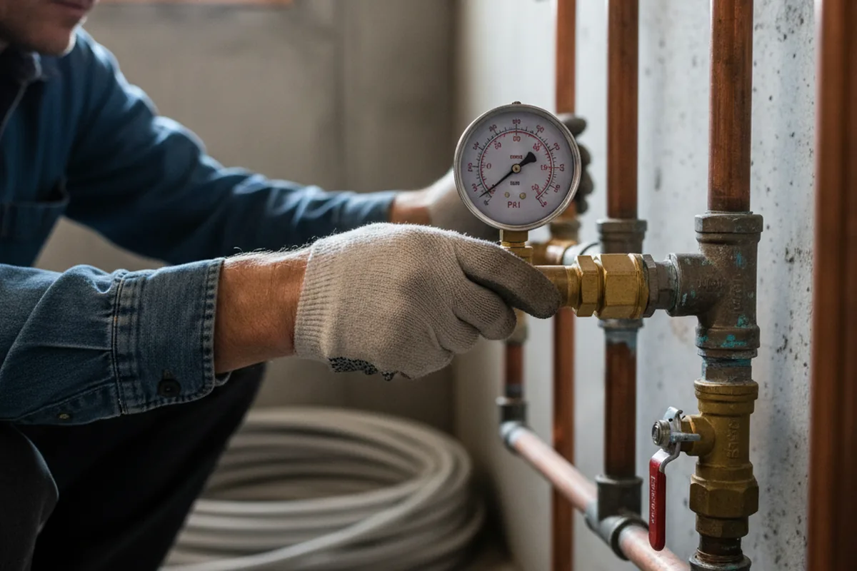 Pressure testing a repaired line during Water Line Repair in Perryville